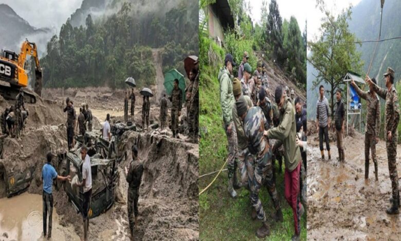Massive landslide Sikkim 3 army soldiers martyred 9 still missing
