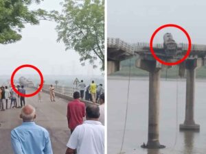 Gambhira Bridge collapsed in Vadodara, Gujarat, several vehicles fell into the river; two people died
